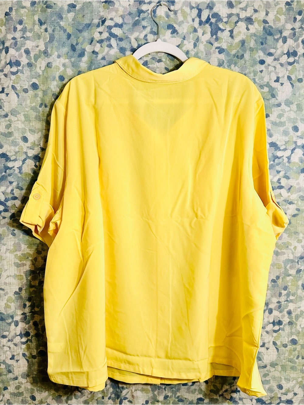 Susan Graver Yellow Button Front Utility Blouse Top 3X - Picture 3 of 5